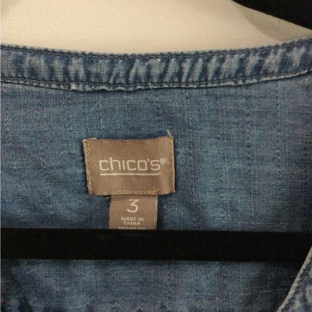 Chambray Button Henley Shirt - Light Blue - Picture 2 of 5